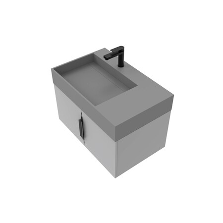 Castello Usa Amazon 30-inch Gray Left Vanity Set with Gray Top and Black Handles CB-MC-30G-BL-2056L-GR
